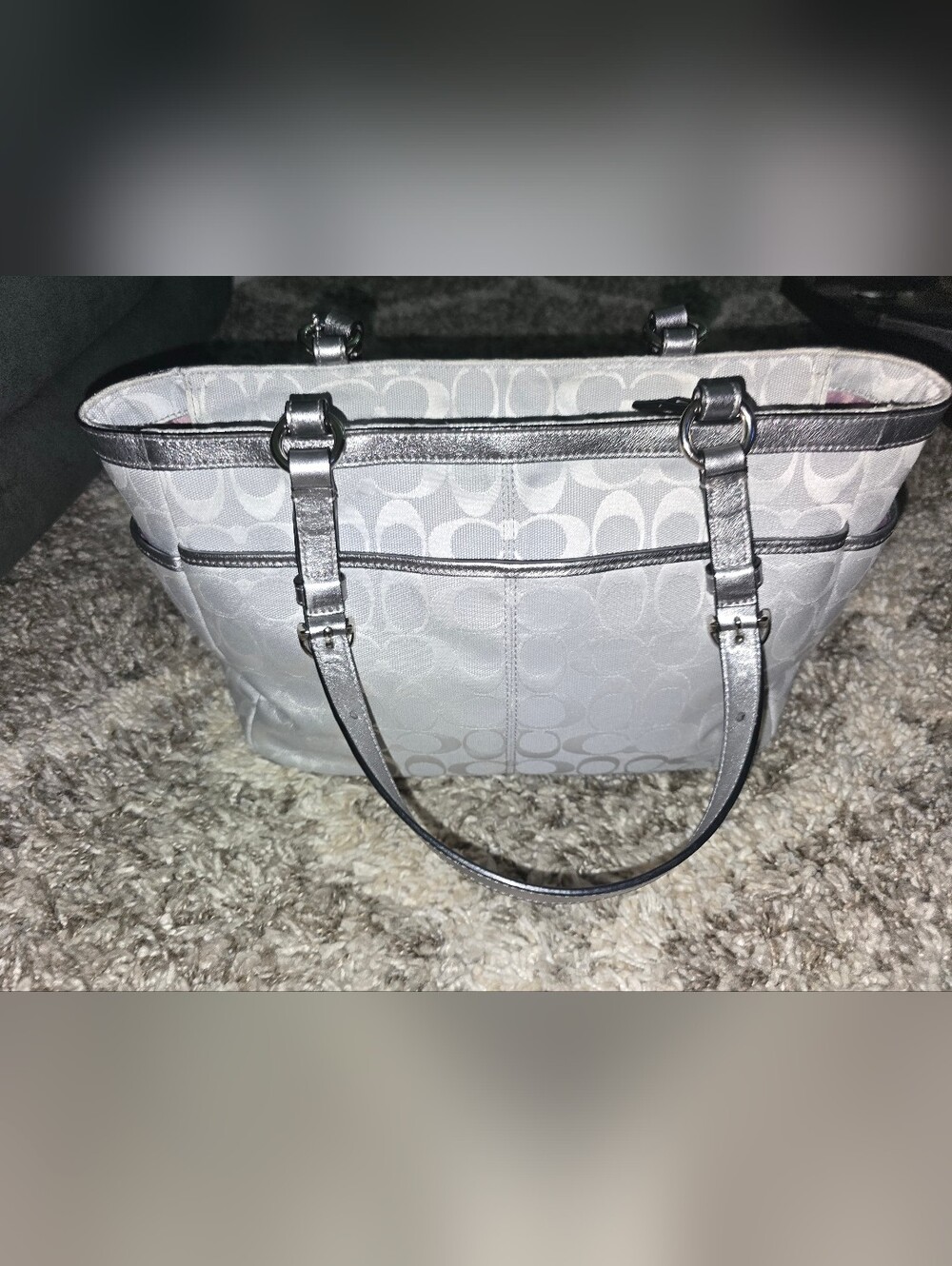 Coach Silver Signature Tote Bag - Picture 2 of 11
